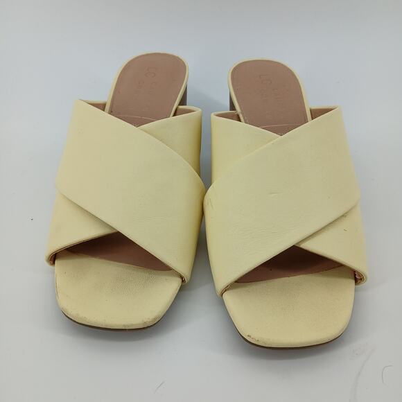 Lauren Conrad Butter Yellow Sodapop Crossband Block Heel Sandal Womens 7M Preppy - Picture 2 of 7